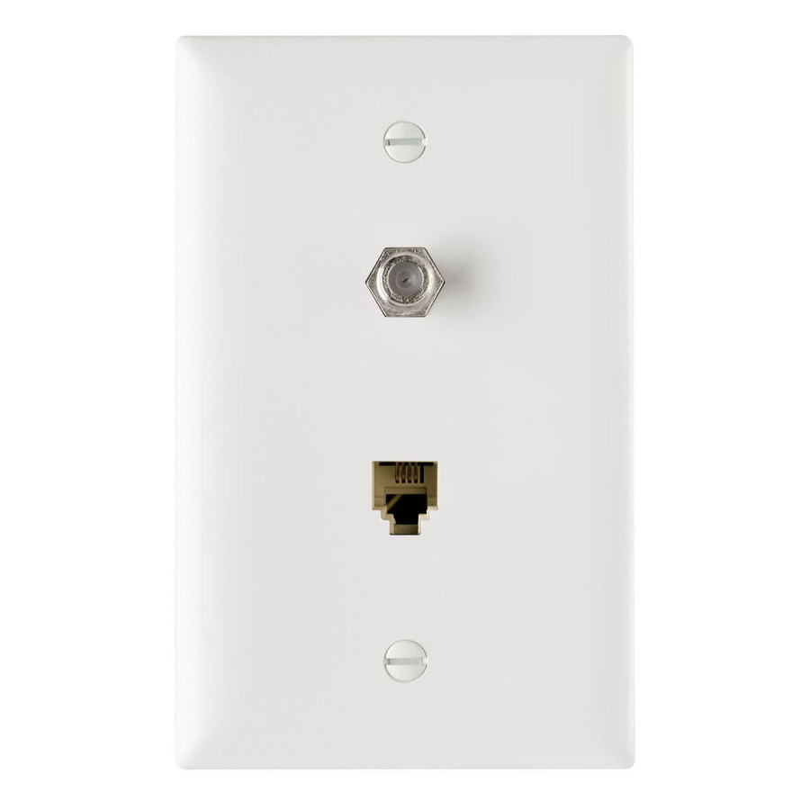Pass & Seymour Dual 1 GHz F-Type and 1 Phone Line (4P4C) Wall Plate, (M10)