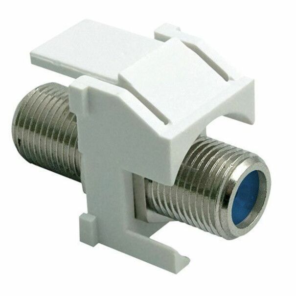 On-Q Recessed Nickel Self-Terminating F-Connector Keystone Insert - For Keystone Wall Plates - White