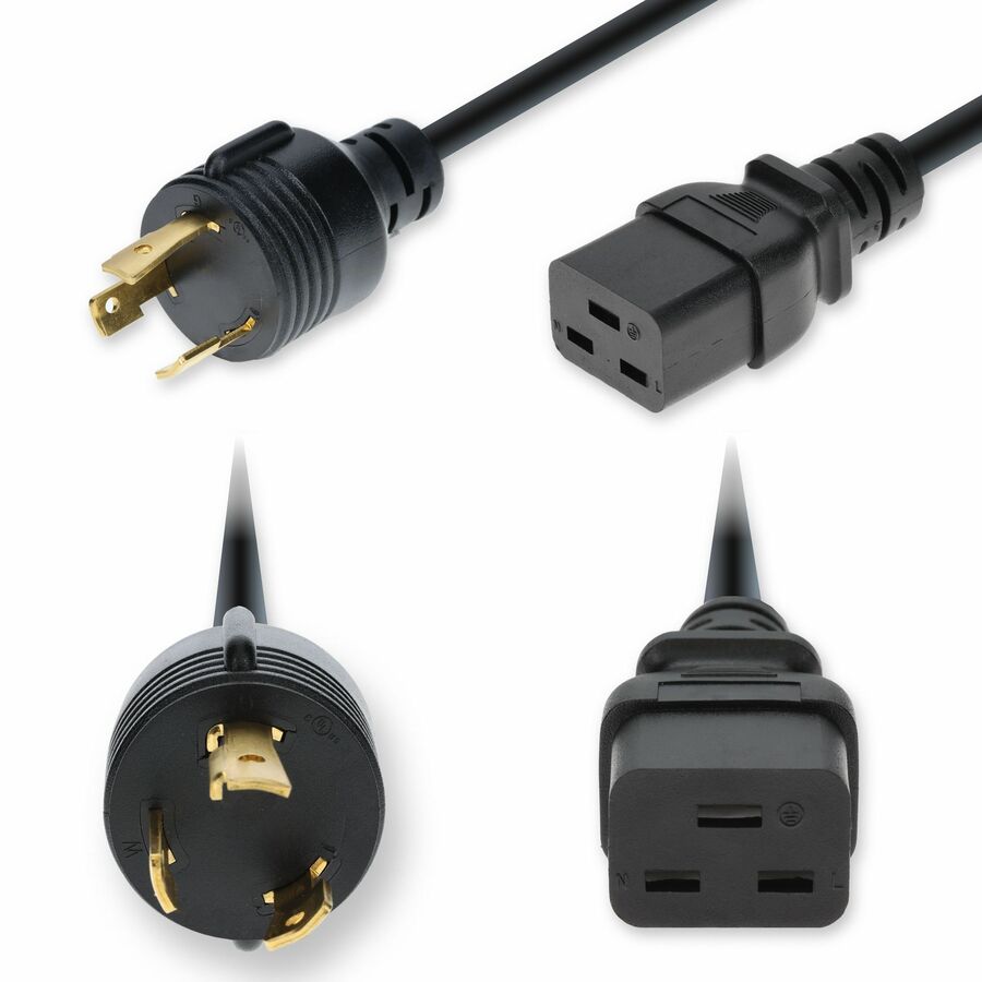 AddOn 10ft NEMA L5-30P Male to C19 Female Twist-Lock Compatible Industrial Grade 10 AWG 125V at 30A PVC SJT (Service Junior Thermoplastic) Black Power Cable