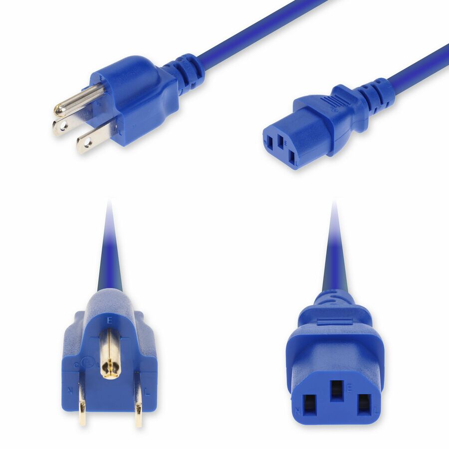 AddOn 10ft NEMA 5-15P Male to C13 Female Standard Commercial 18 AWG 125V at 10A PVC SJT (Service Junior Thermoplastic) Blue Power Cable