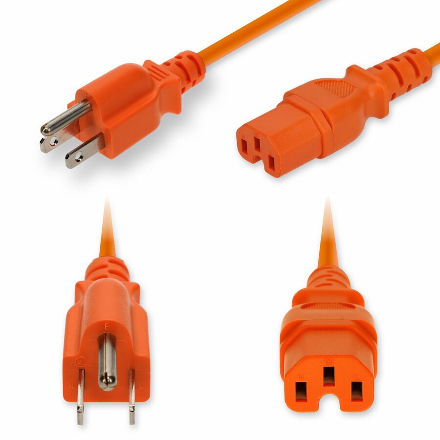 AddOn 10ft NEMA 5-15P Male to C15 Female High-Temperature 14 AWG 125V at 15A PVC SJT (Service Junior Thermoplastic) Orange Power Cable