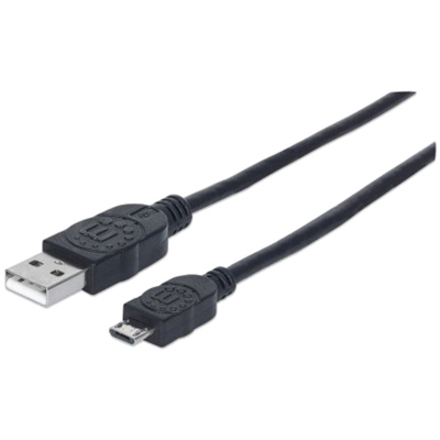Manhattan Hi-Speed USB 2.0 A Male to Micro-B Male Device Cable, 10 ft, Black
