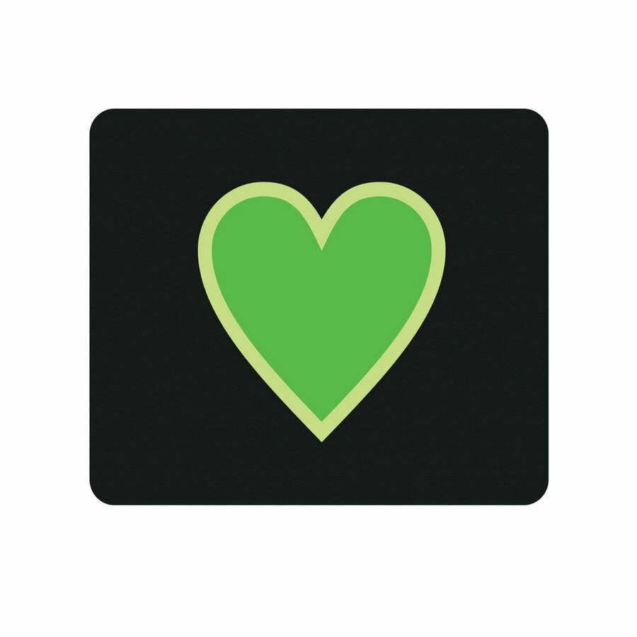 OTM Classic Prints Black Mouse Pad, Heart Beat Green