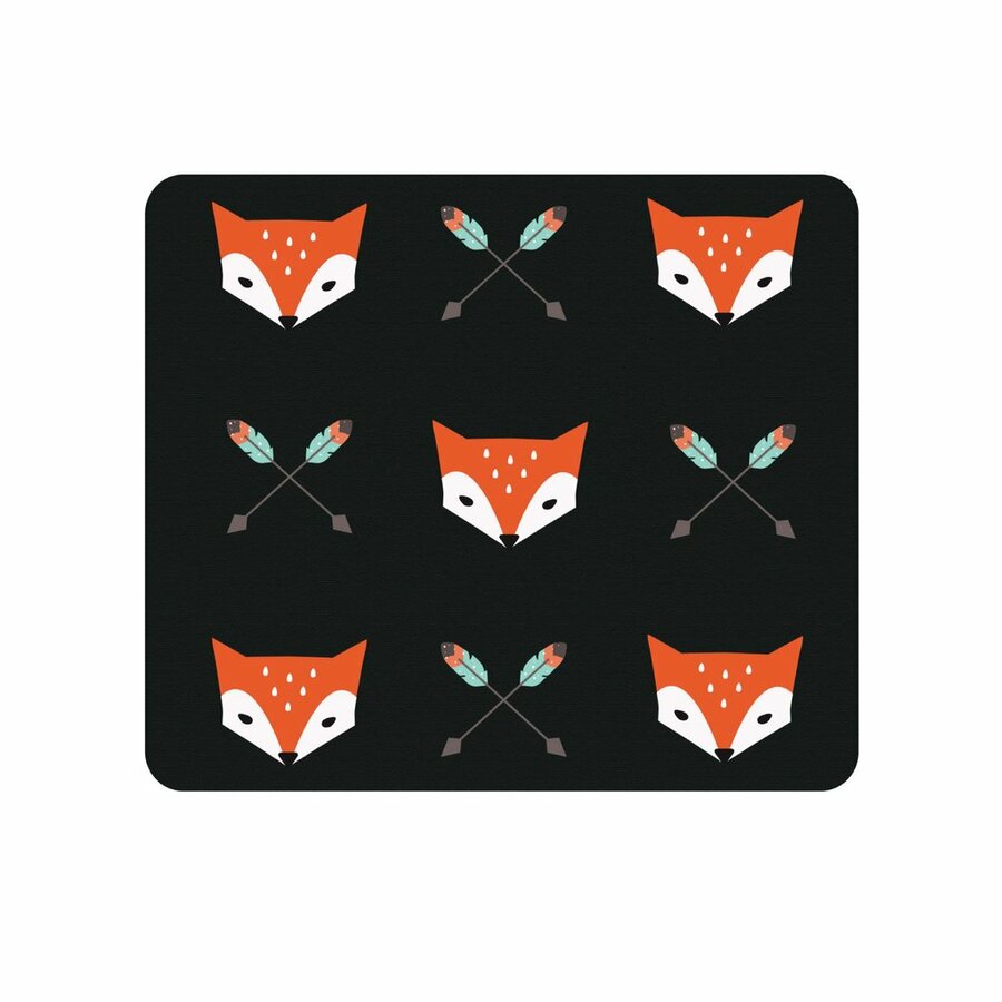 OTM Hipster Prints Black Mouse Pad, Mr. Fox