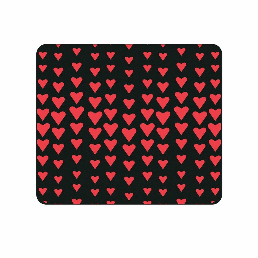 OTM Classic Prints Black Mouse Pad, Falling Red Hearts