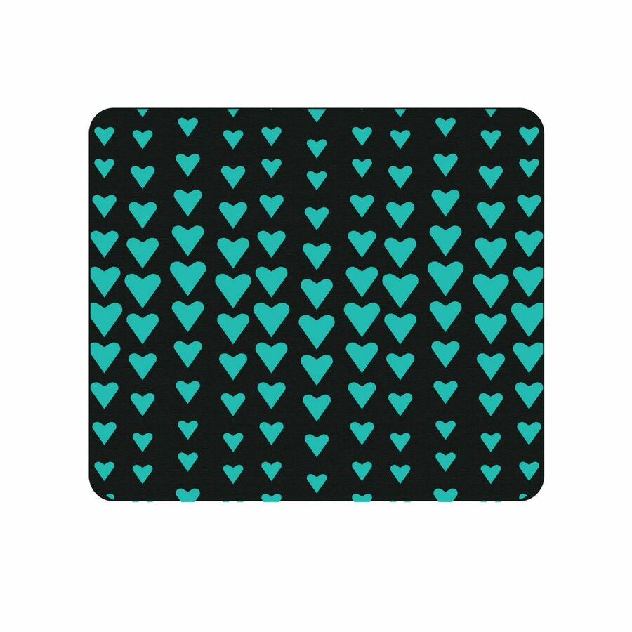 OTM Classic Prints Black Mouse Pad, Falling Turquoise Hearts