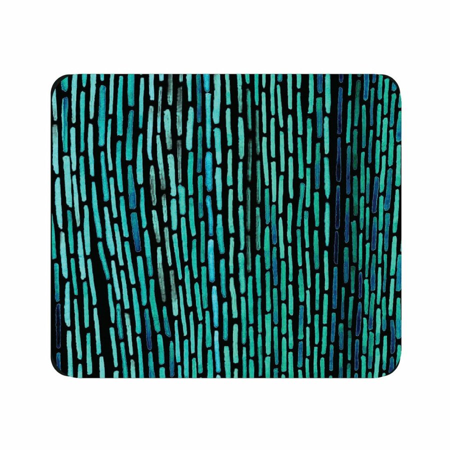 OTM Prints Black Mouse Pad, Dashes Peacock