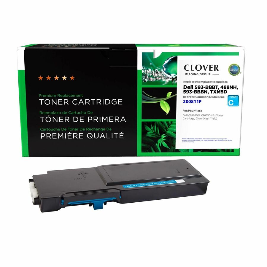 CIG Remanufactured High Yield Laser Toner Cartridge Dell 488NH, Dell 593-BBBN, Dell 593-BBBT, Dell TXM5D - Cyan Each