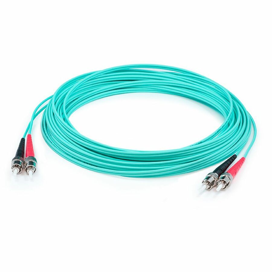 AddOn 30m ST to ST Aqua OM3 Duplex OFNR (Riser-Rated) Fiber Patch Cable