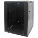 19" Network Cabinet - Wall Mount (Double Section Hinged Swing Out), 15U, 550mm Deep, Black, Assembled, Max 30kg, Swings out for access to back of cabinet when installed on wall, 19" ,Usable Depth 425mm, Parts for wall installation not included