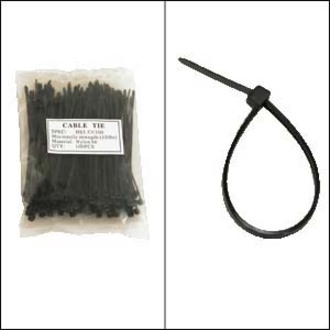 Unirise 8in Nylon Cable Tie 50lbs Black 100pk