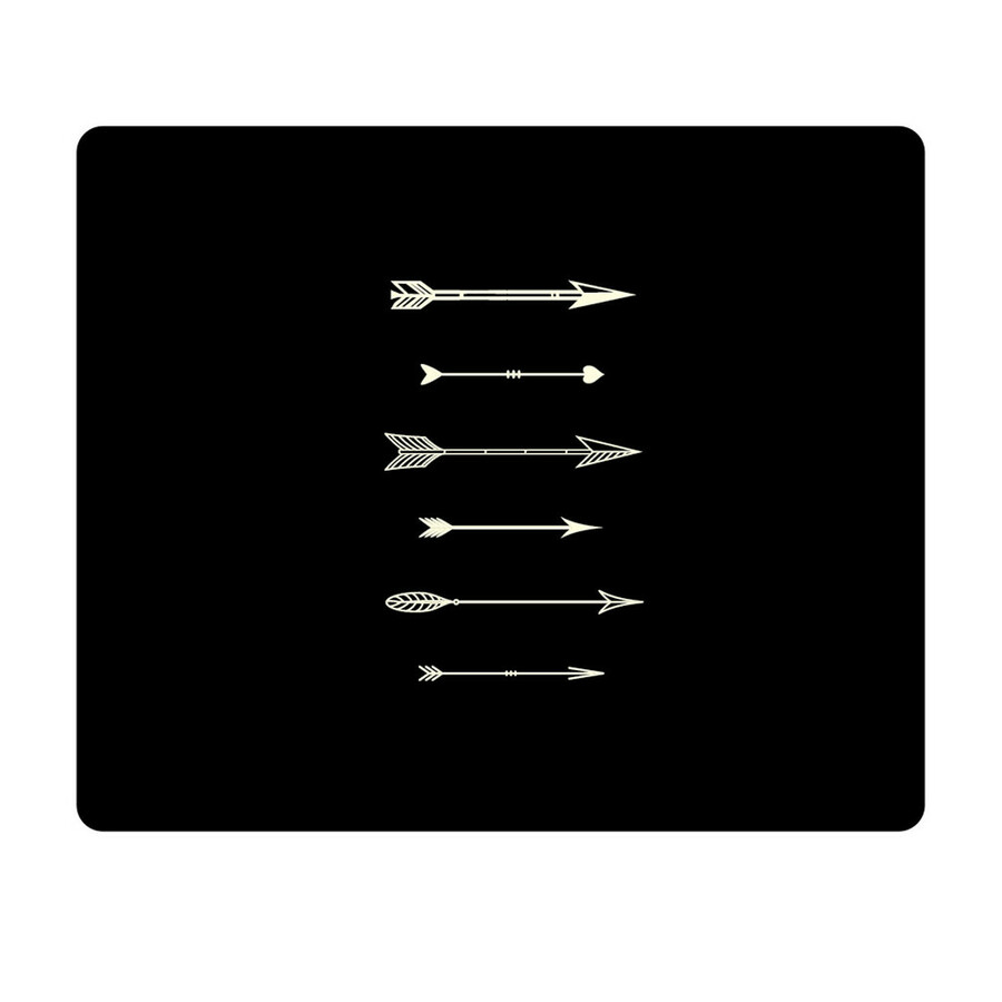 OTM Hipster Prints Black Mouse Pad, Shooting White Arrows