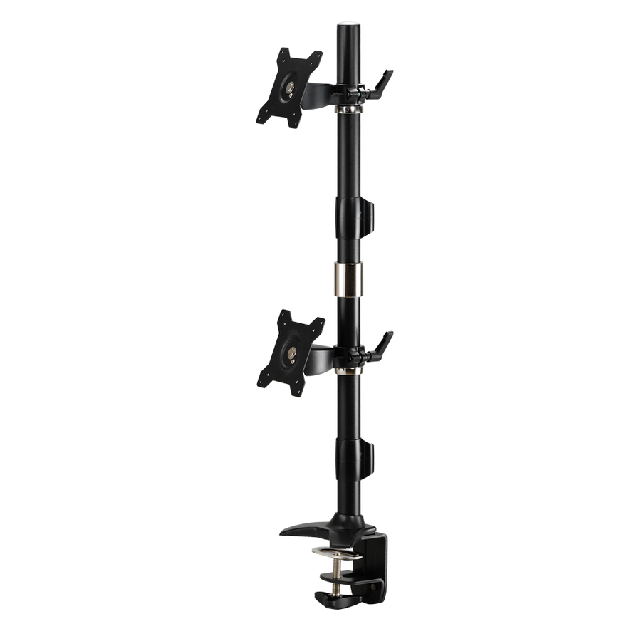 Amer Mounts Clamp Based Vertical Dual Monitor Mount for two 15"-24" LCD/LED Flat Panels