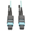 Tripp Lite by Eaton 40G MTP/MPO Multimode OM3 Plenum-Rated Fiber Optic Cable (M/F) 12 Fiber 40GBASE-SR4 Aqua 5 m
