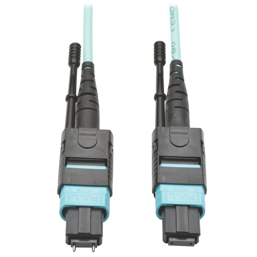 Eaton Tripp Lite Series 40G MTP/MPO Multimode OM3 Plenum-Rated Fiber Optic Cable (M/F), 12 Fiber, 40GBASE-SR4, Aqua, 10 m