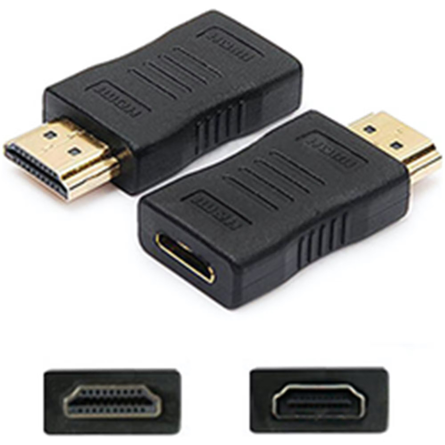 AddOn 5-Pack of HDMI 1.1 Male to HDMI 1.1 Female Black Adapters For Resolution Up to 1920x1200 (WUXGA)