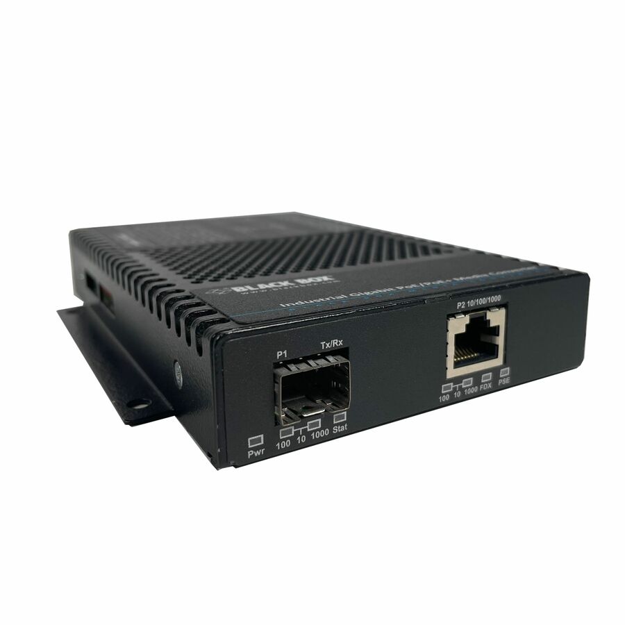 Black Box PoE+ Industrial Gigabit Ethernet Media Converter, SFP