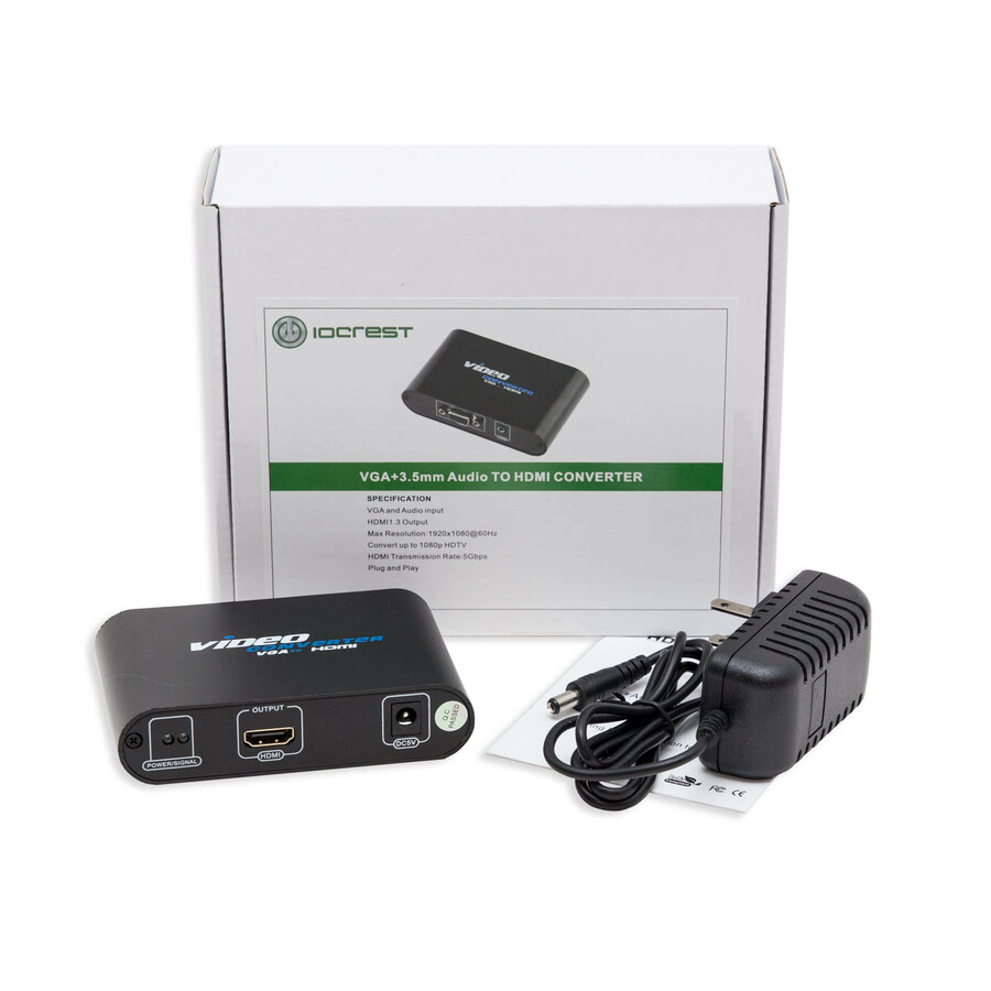 SYBA Multimedia VGA Video + 3.5mm Audio Input to HDMI Output High-Definition Converter