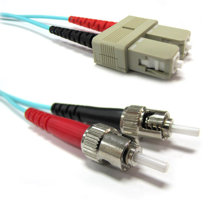 Weltron SC/ST Multi-Mode 50/125M Aqua Fiber Patch Cable - 2M