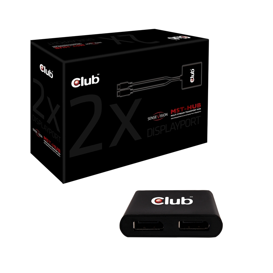 Club 3D Multi Stream Transport (MST) Hub DisplayPort 1-2