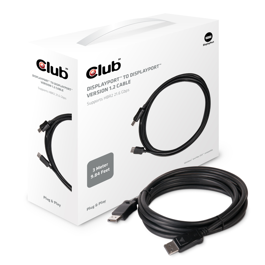 Club 3D DisplayPort 1.2 Cable 3 Meter
