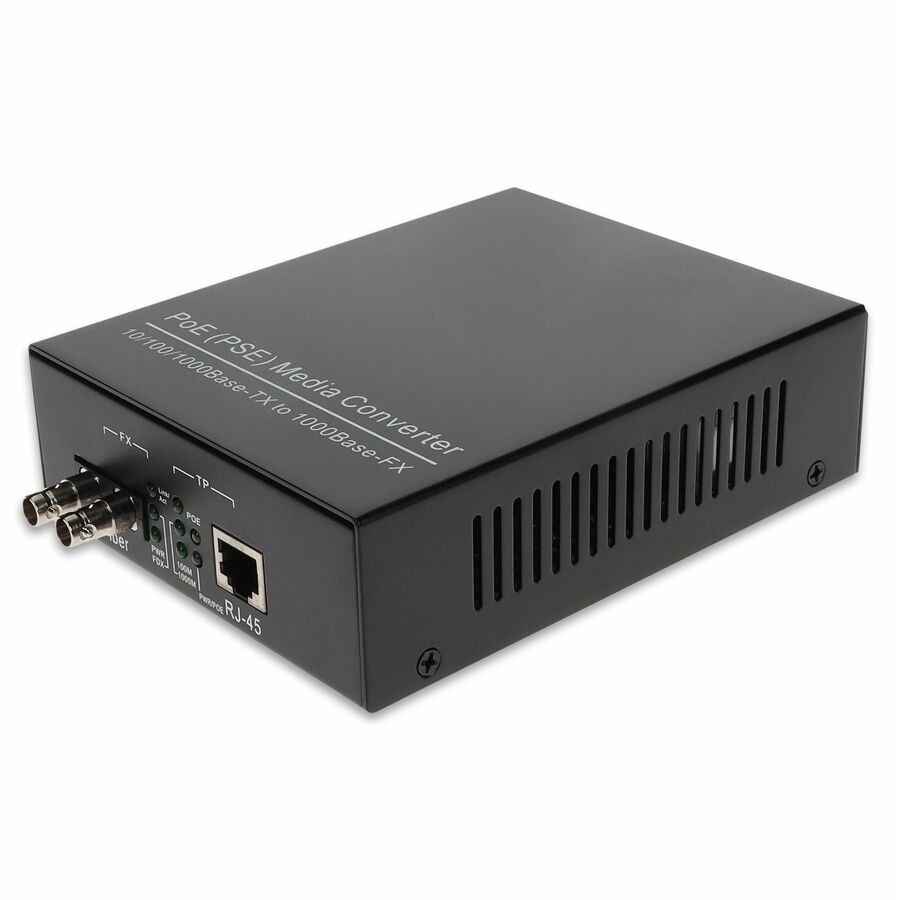 AddOn 10/100/1000Base-TX(RJ-45) to 1000Base-LX(ST) SMF 1310nm 10km POE Media Converter