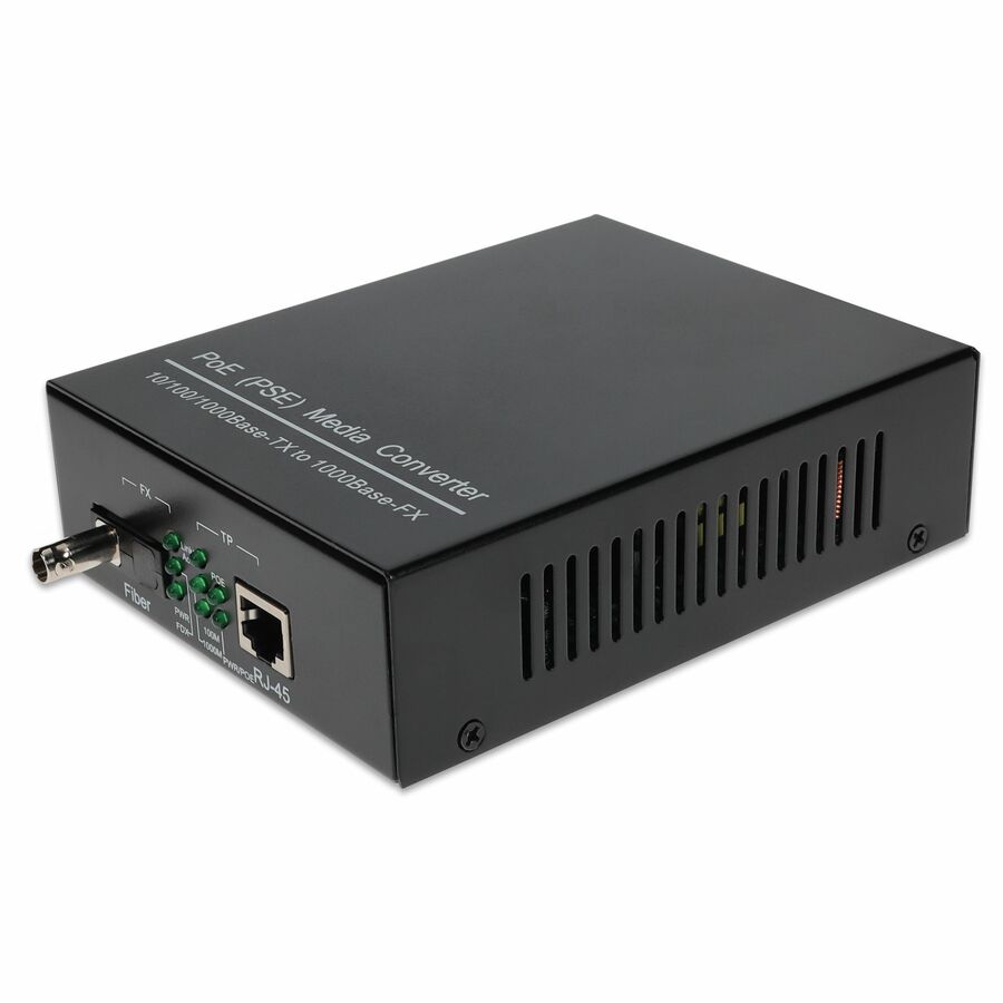 AddOn 10/100/1000Base-TX(RJ-45) to 1000Base-BXU(ST) BiDi SMF 1310nm/1550nm 20km POE Media Converter