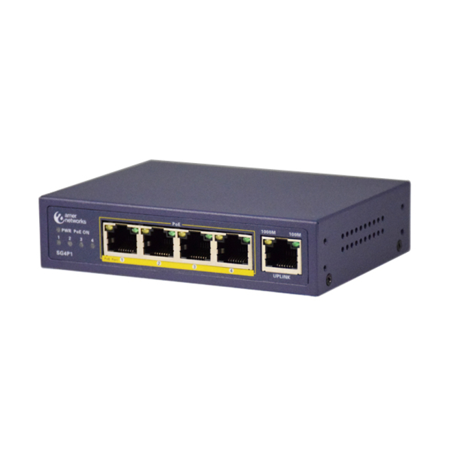 Amer 5 Port 10/100/1000 Desktop Switch with 4 PoE ports