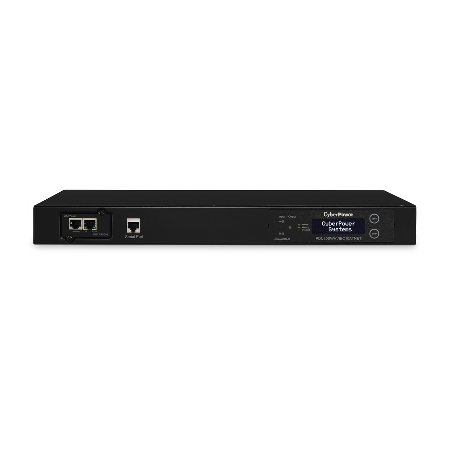 CyberPower PDU20SWHVIEC10ATNET 200 - 240 VAC 20A Switched ATS PDU