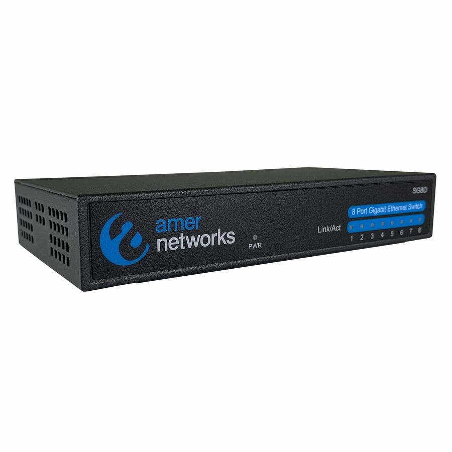 Amer Networks 8 Port 10/100/1000Mbps Gigabit Ethernet Desktop Switch SG8D