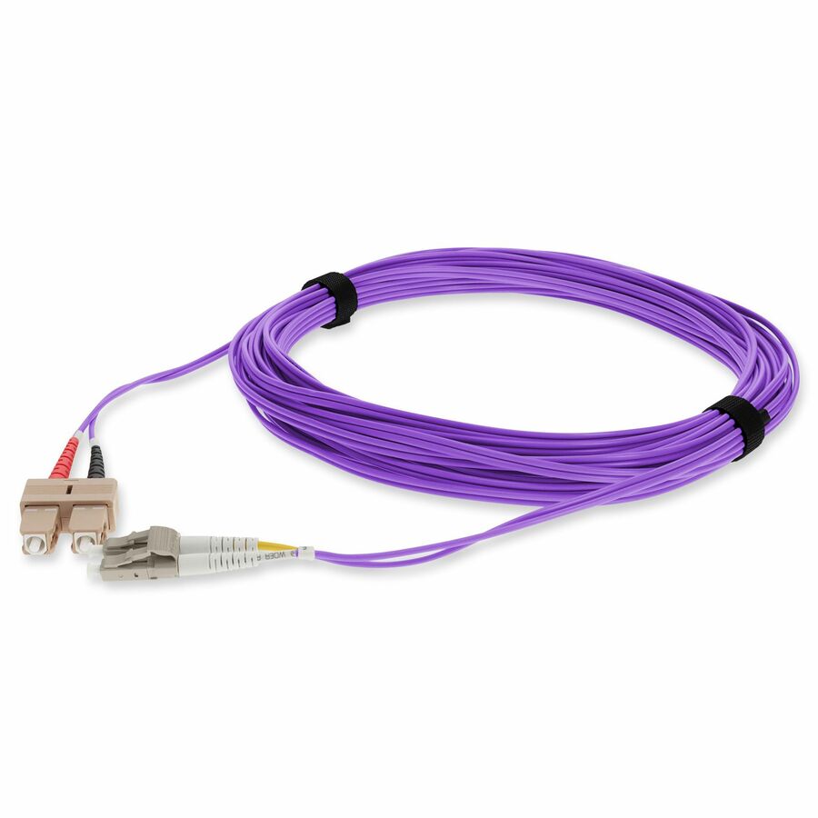 AddOn 5m SC to LC Violet OM3 Duplex OFNR (Riser-Rated) TAA Fiber Patch Cable