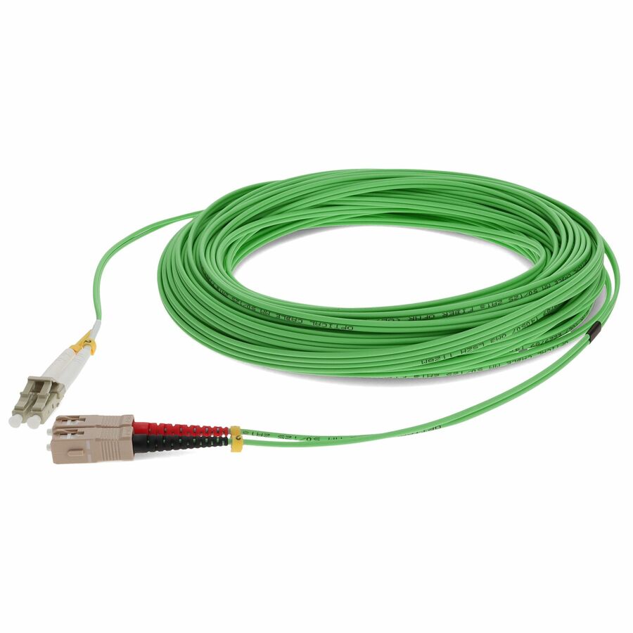 AddOn 20m SC to LC Green OM3 Duplex OFNR (Riser-Rated) TAA Fiber Patch Cable