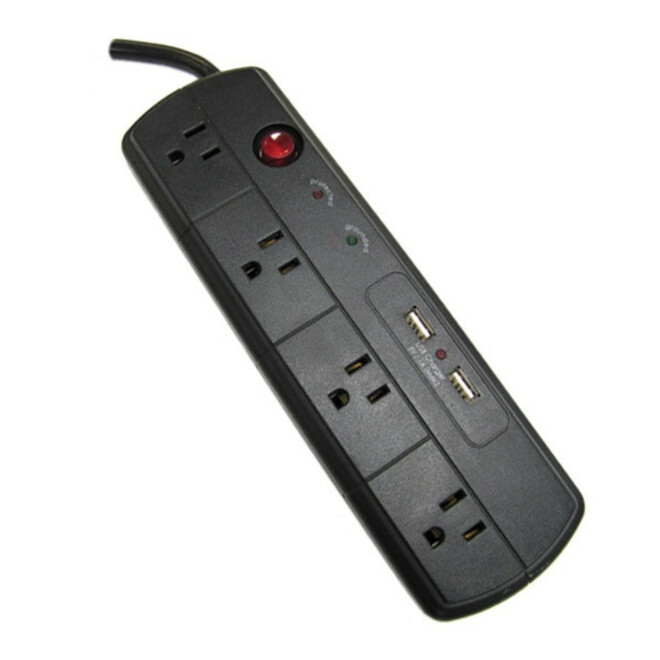 Weltron 4 Outlet Surge Protector w/ USB Charger