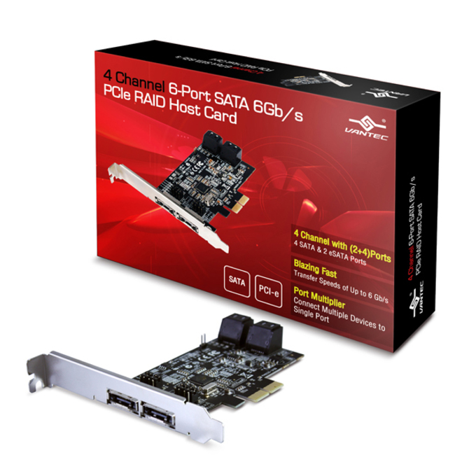 Vantec 4 Channel 6-Port SATA 6Gb/s PCIe RAID Host Card