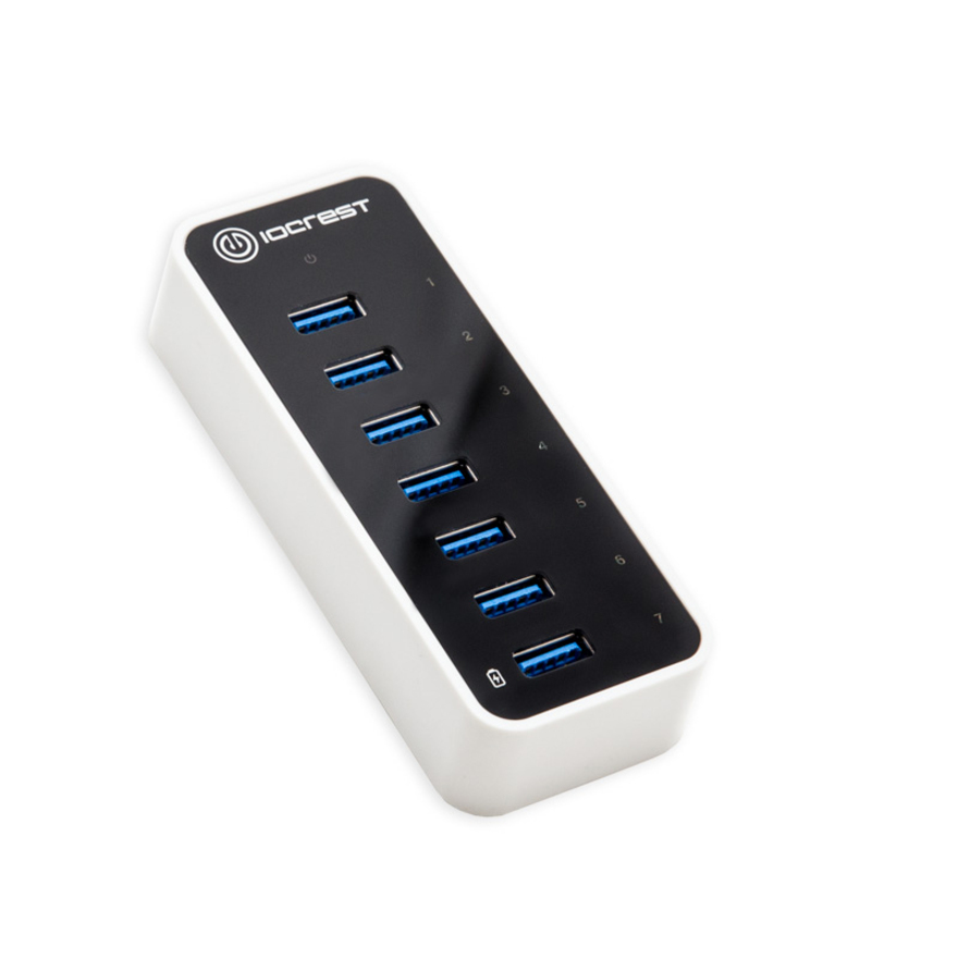 SYBA Multimedia Super Speed IO Crest 7-Port USB 3.0 Hub with AC Power Adapter