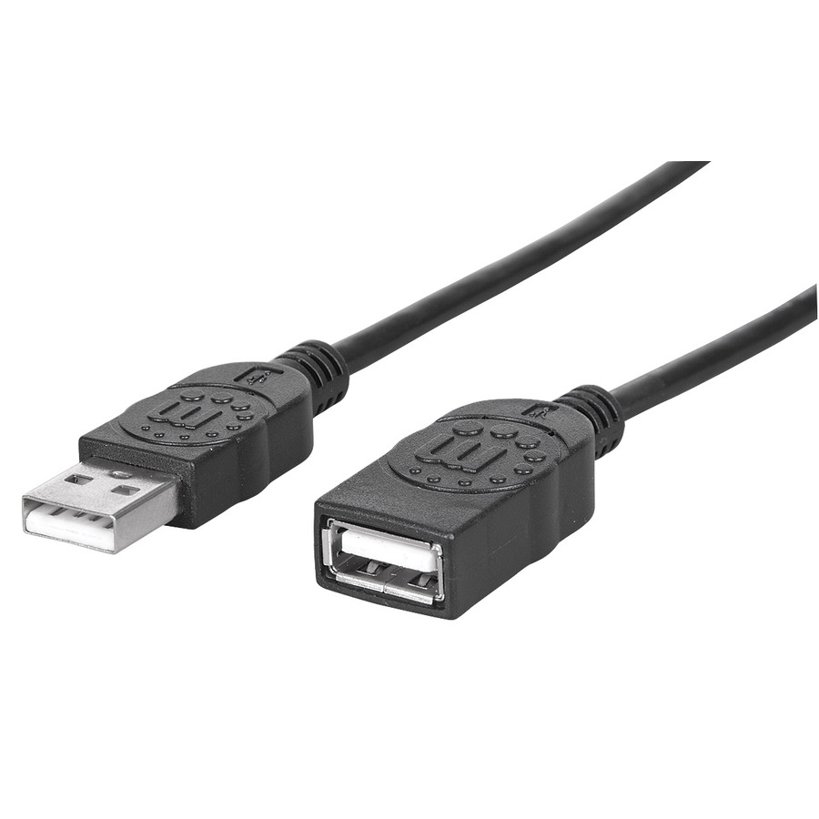 Manhattan Hi-Speed USB 2.0 A Male/A Female Extension Cable, 6', Black, Retail Pkg