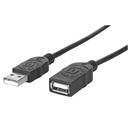 Manhattan Hi-Speed USB 2.0 A Male/A Female Extension Cable, 6', Black, Retail Pkg