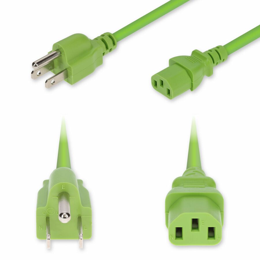 AddOn 6ft NEMA 5-15P Male to C13 Female Standard Commercial 18 AWG 125V at 10A PVC SJT (Service Junior Thermoplastic) Green Power Cable