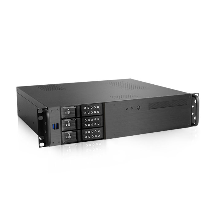 iStarUSA 2U Compact 3 x 3.5" Bay Trayless Hotswap microATX Chassis Black
