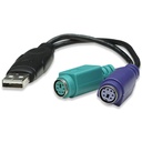 USB-A to PS/2 Converter cable, 15cm, Male to Female, Connects Two PS/2 Devices via One USB-A Port, Black, Three Year Warranty, Equivalent to USBPS2PC.