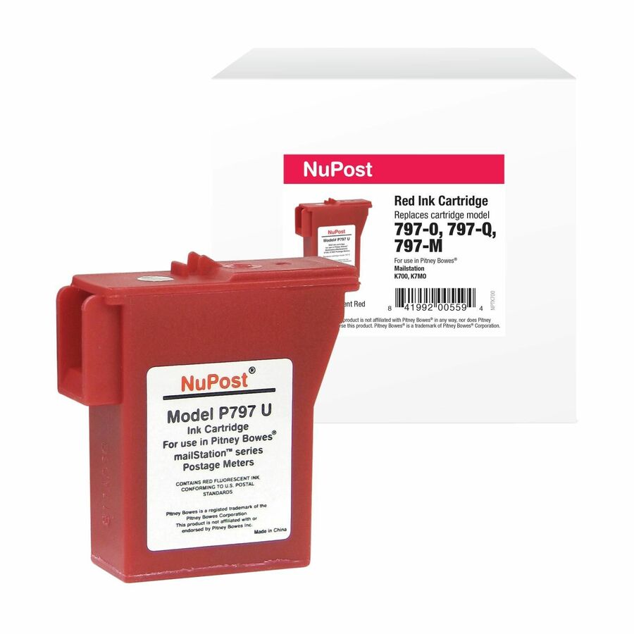 NuPost Non-OEM New Postage Meter Red Ink Cartridge for Pitney Bowes 797-0/797-Q/797-M