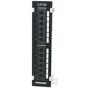 Patch Panel, Cat5e, Wall-mount, UTP, 12-Port, Black