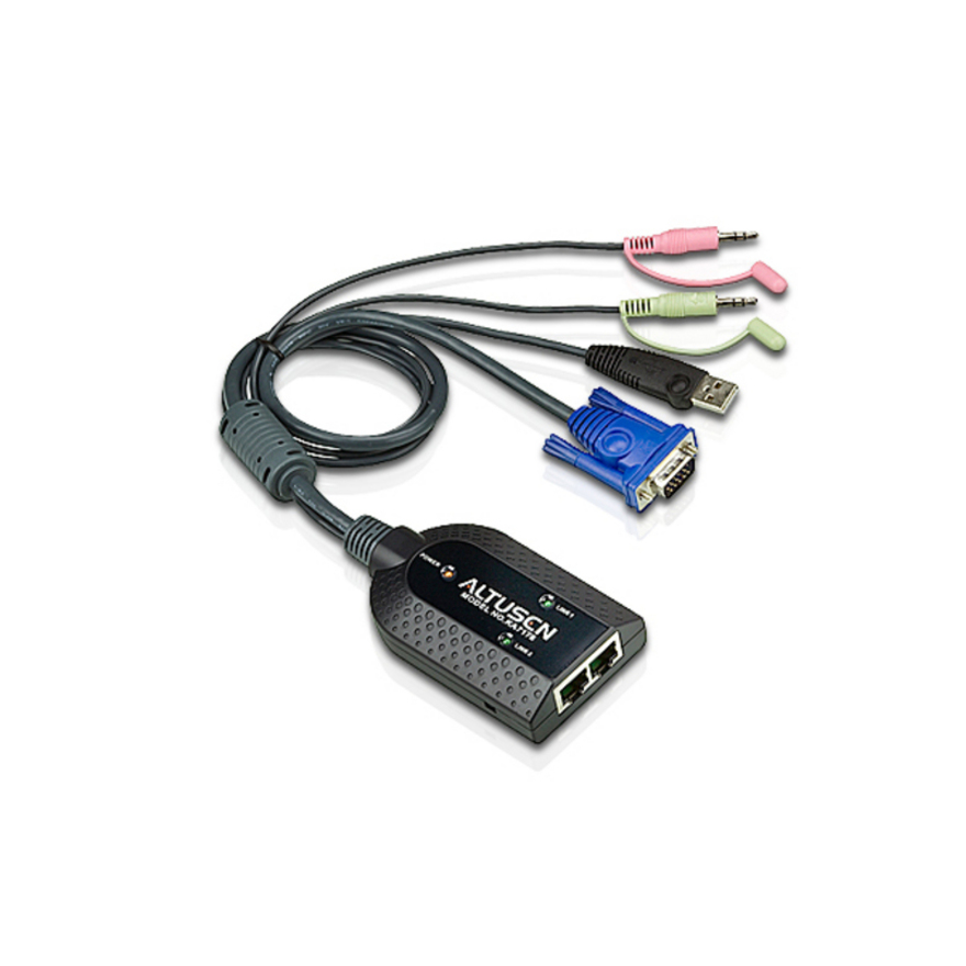 Aten USB Virtual Media KVM Adapter Cable with Audio (CPU Module) - 1280 x 1024 - 2 x Network (RJ-45) - 1 x USB1 x VGA-TAA Compliant