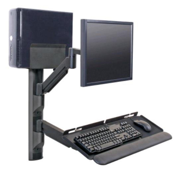 Innovative 8326 Wall Mount Track for CPU, Keyboard, Flat Panel Display - Black
