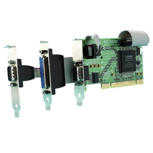 Brainboxes 2 Port RS232 Low Profile PCI Serial Port Card with LPT Parallel Port
