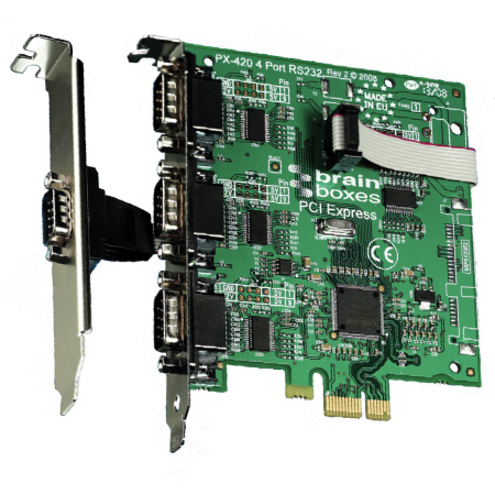 Brainboxes 4 Port RS232 PCI Express Serial Card (3x9 pin ports + 1x9 pin port)