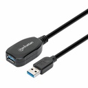 USB-A to USB-A Extension Cable, 5m, Male to Female, Active, 5 Gbps (USB 3.2 Gen1 aka USB 3.0), Built In Repeater, SuperSpeed USB, Black, Three Year Warranty, Equivalent to USB2AAEXT5M.
