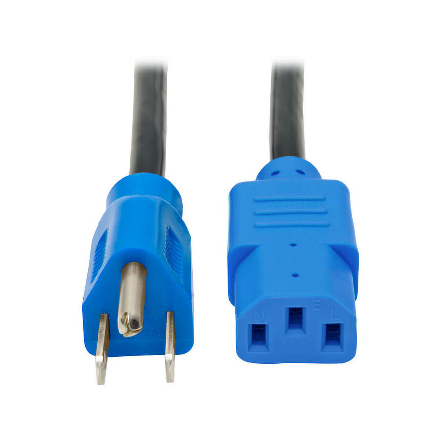 Tripp Lite by Eaton Desktop Computer AC Power Cable, NEMA 5-15P to C13 - 10A, 125V, 18 AWG, 4 ft. (1.22 m), Blue Plugs