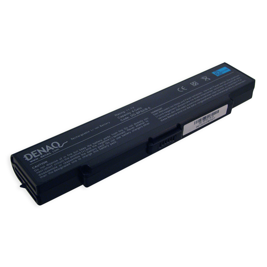 DENAQ 6-Cell 5200mAh Li-Ion Laptop Battery for SONY VGN-AR, VGN-C, VGN-FE, VGN-FJ, VGN-FS, VGN-FT, VGN-N, VGN-S, VGN-SZ, VGN-Y
