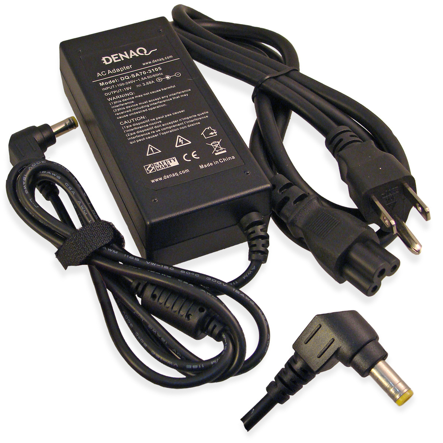 DENAQ 19V 3.68A 5.5mm-2.5mm AC Adapter for GATEWAY Solo Laptops